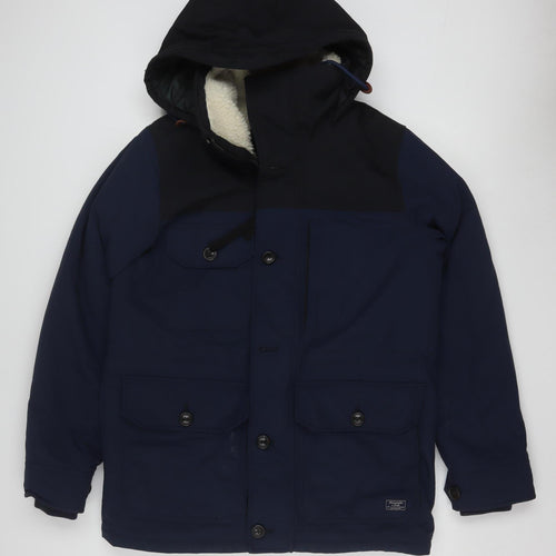 Abercrombie & Fitch Mens Blue Hooded Parka Jacket Small Windproof