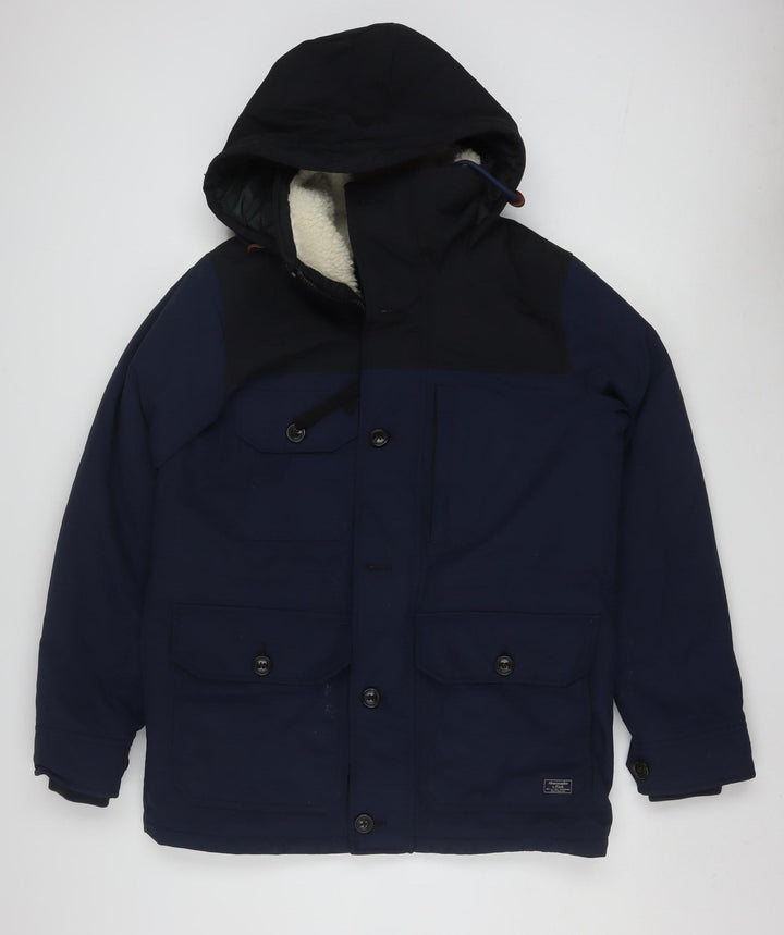 Abercrombie & Fitch Mens Blue Hooded Parka Jacket Small Windproof