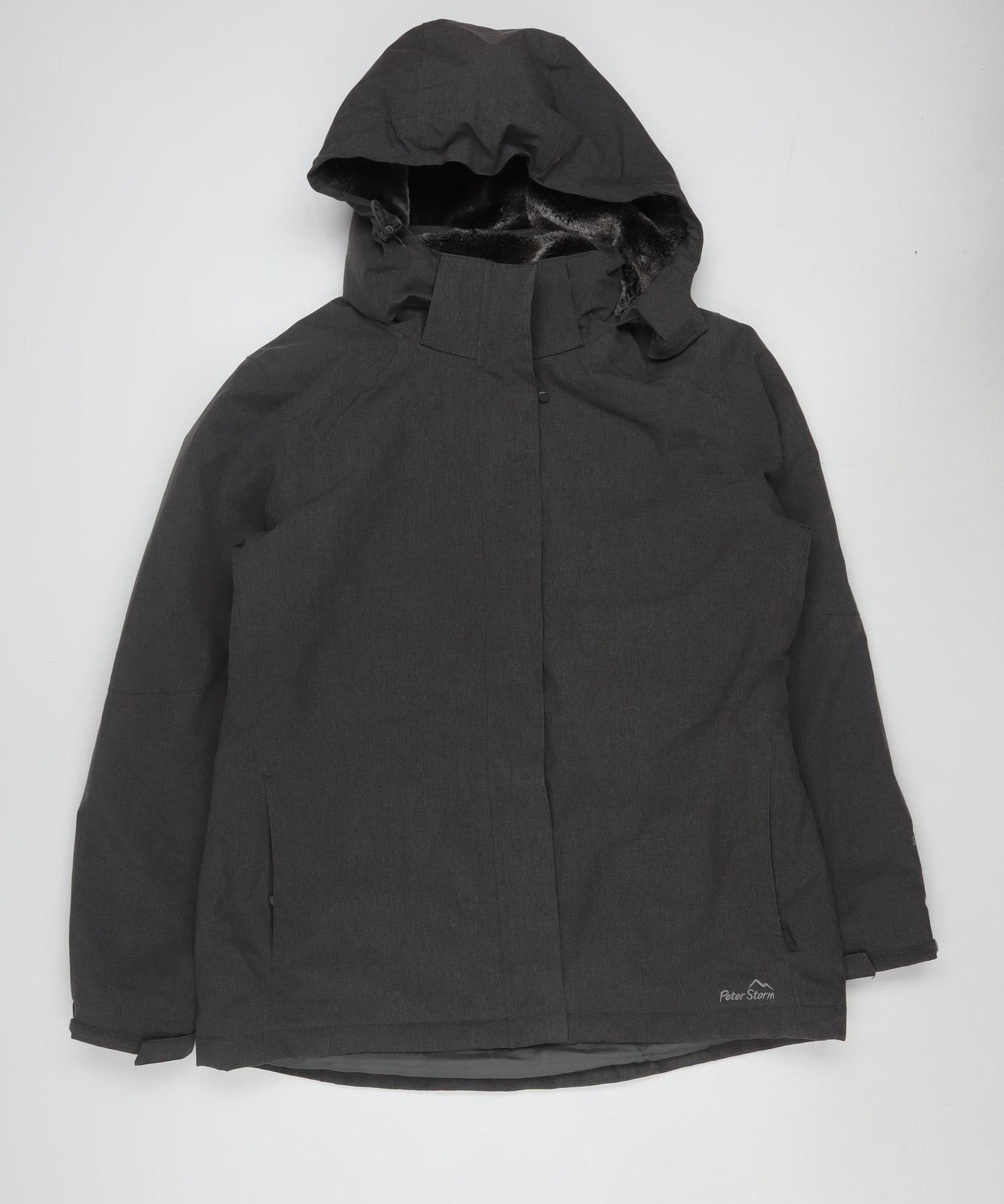 Peter Storm Womens Grey Waterproof Hooded Parka Jacket Size 14