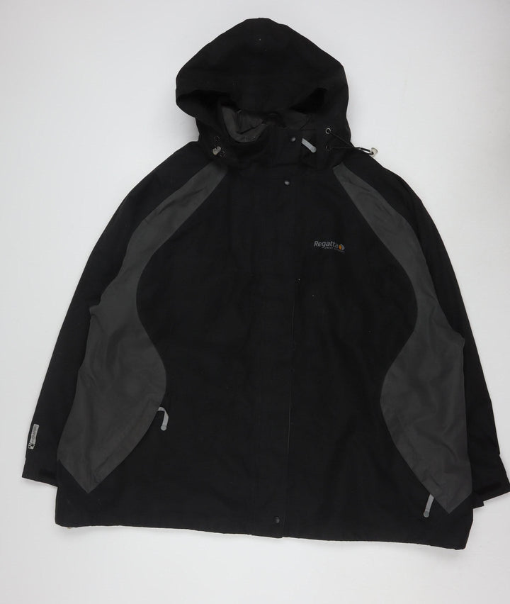 Regatta Womens Black Waterproof Hooded Outdoor Rain Coat Size 28