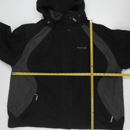 Regatta Womens Black Waterproof Hooded Outdoor Rain Coat Size 28