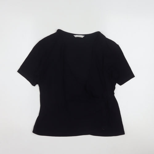 Marks and Spencer Women’s Dark Navy Wrap Blouse Size 14 V-Neck Jersey Top