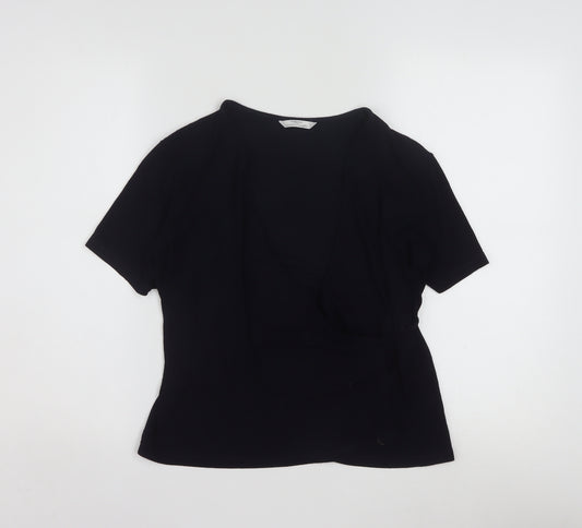 Marks and Spencer Women’s Dark Navy Wrap Blouse Size 14 V-Neck Jersey Top