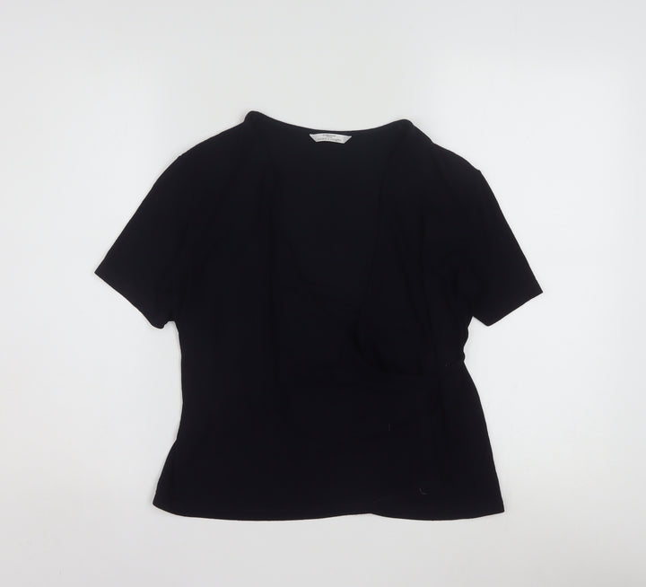 Marks and Spencer Women’s Dark Navy Wrap Blouse Size 14 V-Neck Jersey Top