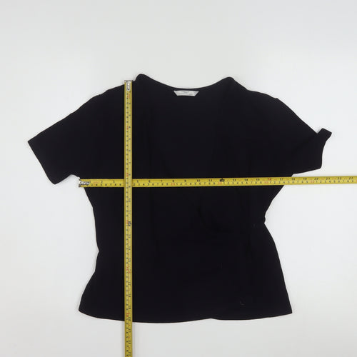 Marks and Spencer Women’s Dark Navy Wrap Blouse Size 14 V-Neck Jersey Top