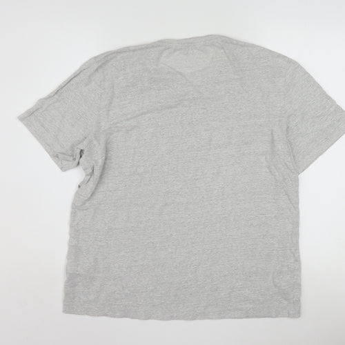Massimo Dutti Men's Grey Linen Blend Short Sleeve Crew Neck T-Shirt L