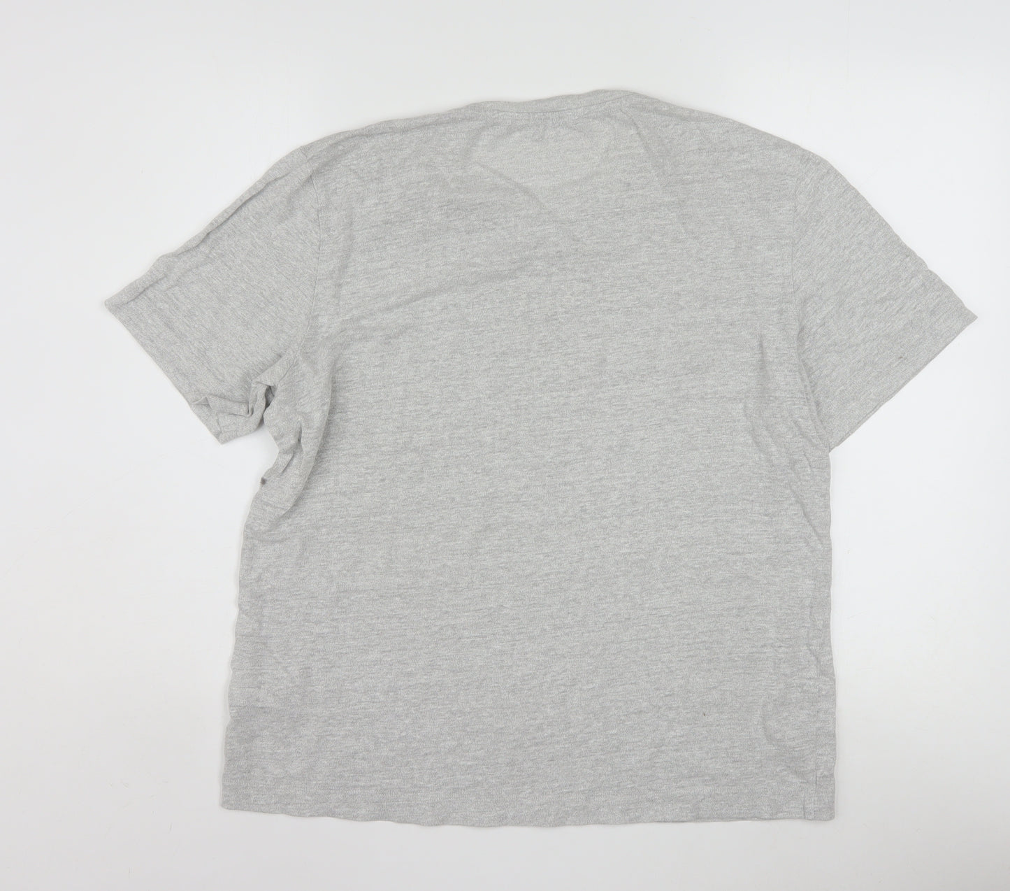 Massimo Dutti Men's Grey Linen Blend Short Sleeve Crew Neck T-Shirt L