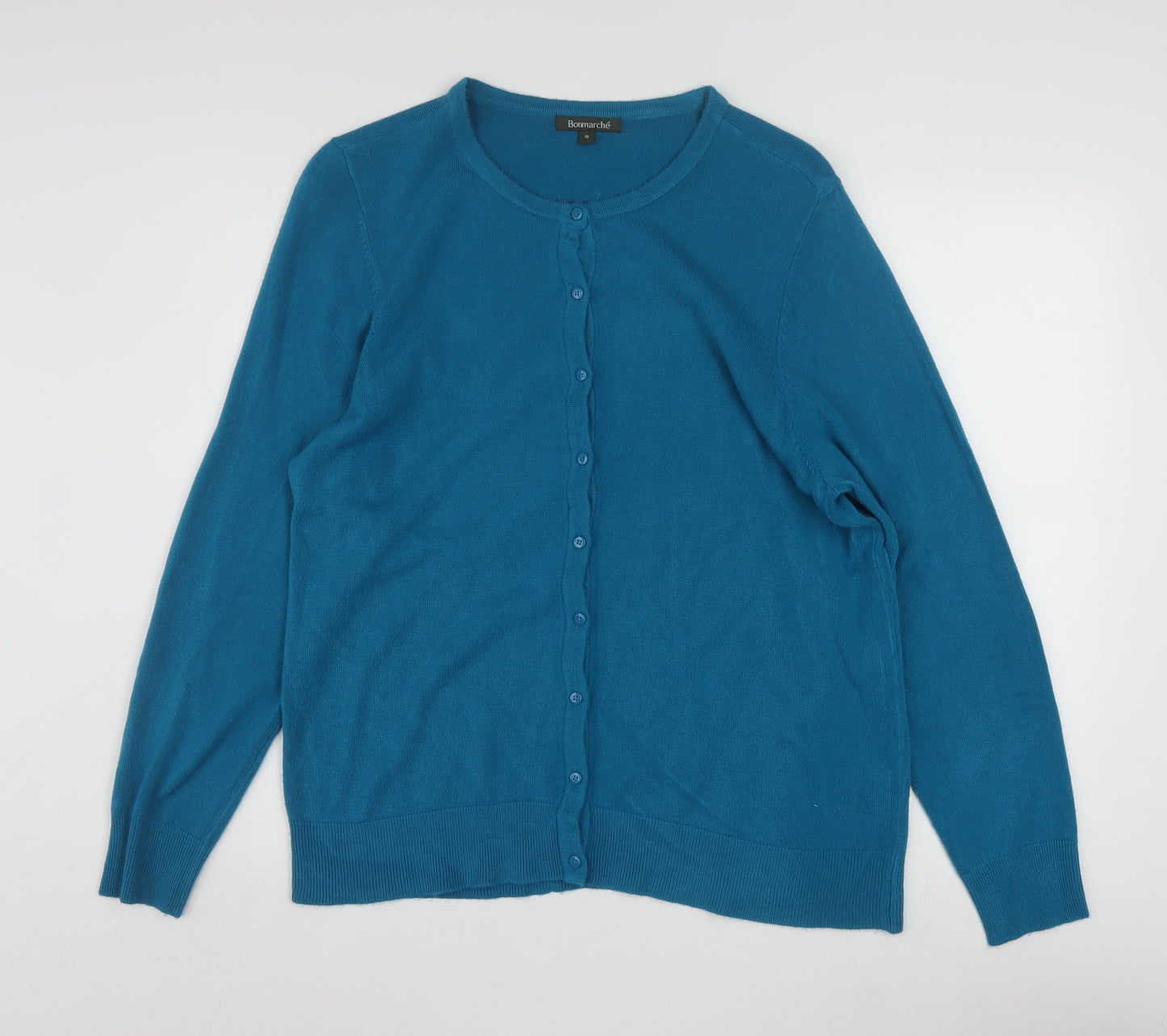 Bonmarché Women’s Blue Long Sleeve Crew Neck Cardigan Size 18