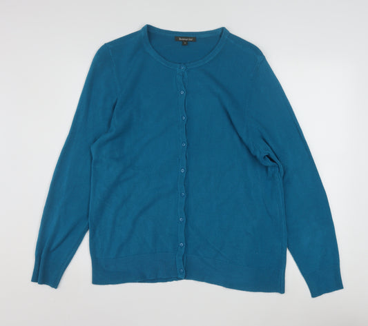 Bonmarché Women’s Blue Long Sleeve Crew Neck Cardigan Size 18