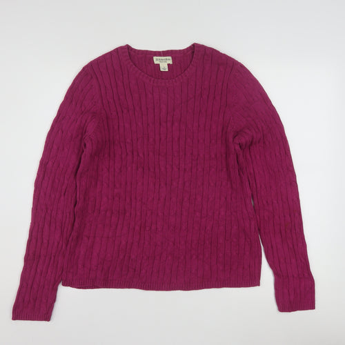 St. John’s Bay Women’s Purple Cable-Knit Wool Blend Jumper Size L