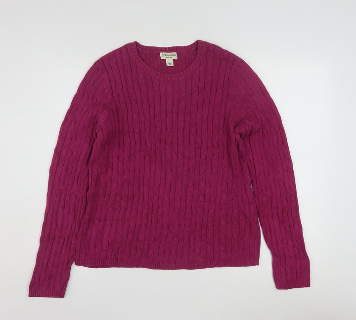 St. John’s Bay Women’s Purple Cable-Knit Wool Blend Jumper Size L