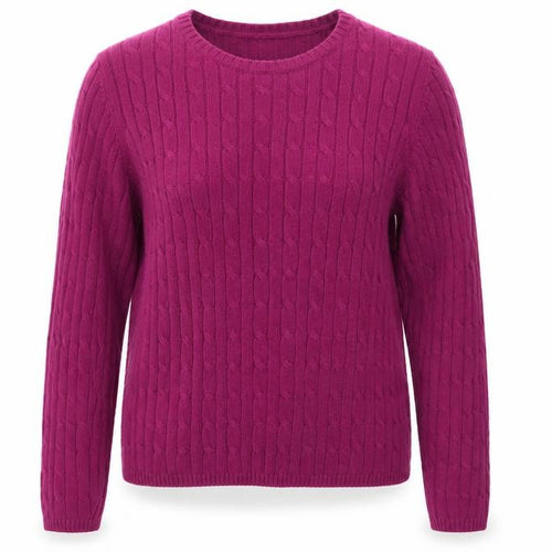 St. John’s Bay Women’s Purple Cable-Knit Wool Blend Jumper Size L