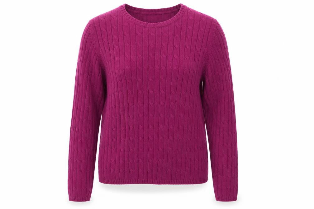 St. John’s Bay Women’s Purple Cable-Knit Wool Blend Jumper Size L