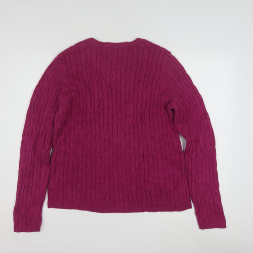 St. John’s Bay Women’s Purple Cable-Knit Wool Blend Jumper Size L