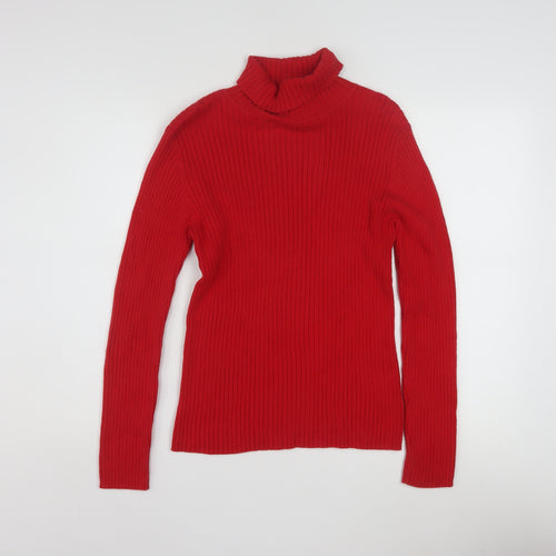 Chadwick's Women's Red Roll Neck Cotton Knit Jumper Size M