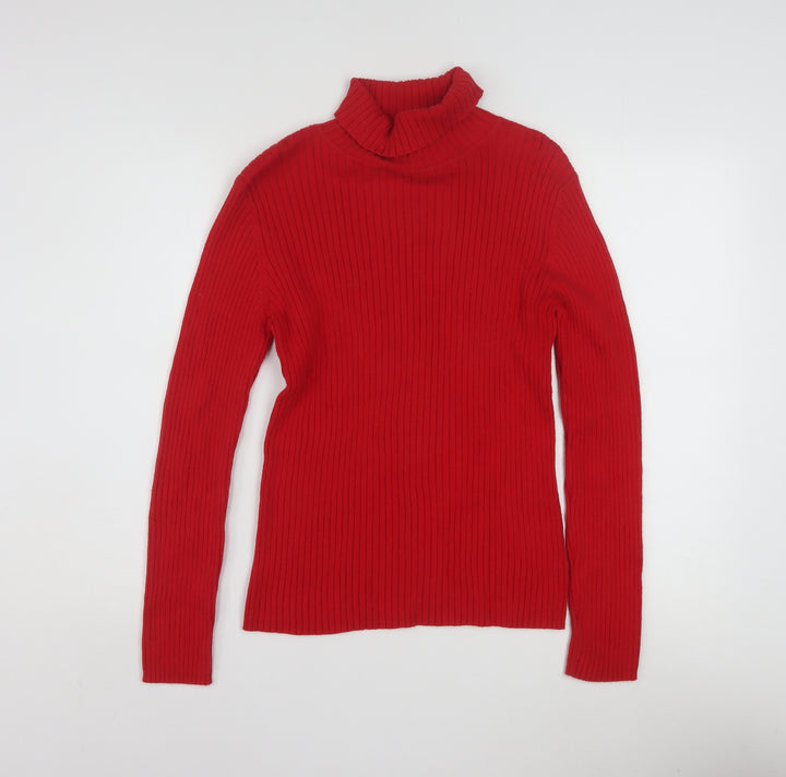 Chadwick's Women's Red Roll Neck Cotton Knit Jumper Size M