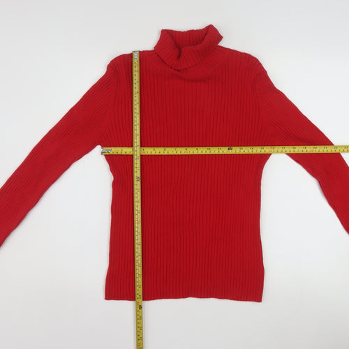 Chadwick's Women's Red Roll Neck Cotton Knit Jumper Size M
