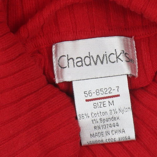 Chadwick's Women's Red Roll Neck Cotton Knit Jumper Size M