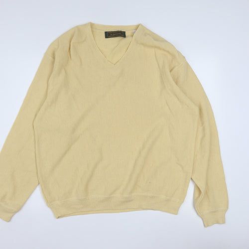 Peru Unlimited Men's Beige Alpaca Wool V-Neck Jumper Size L