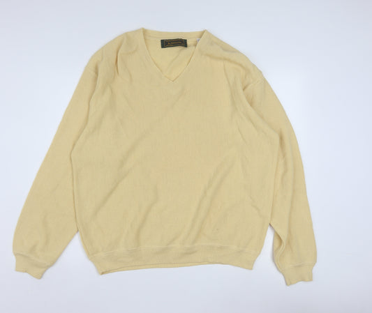 Peru Unlimited Men's Beige Alpaca Wool V-Neck Jumper Size L