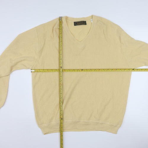 Peru Unlimited Men's Beige Alpaca Wool V-Neck Jumper Size L