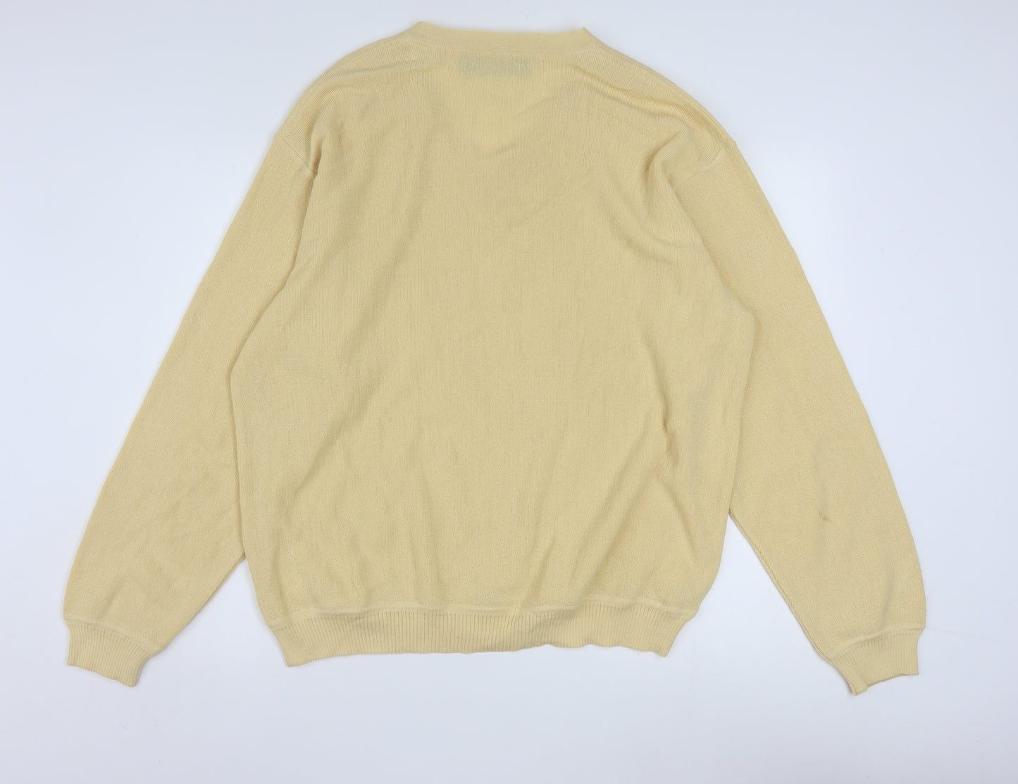 Peru Unlimited Men's Beige Alpaca Wool V-Neck Jumper Size L