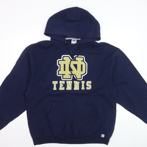 Russell Athletic Men's Blue Pullover Hoodie L Graphic Varsity Tennis