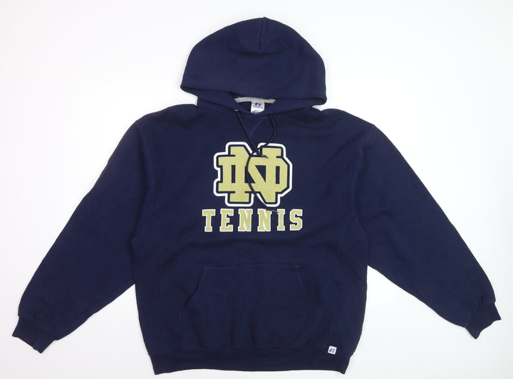 Russell Athletic Men's Blue Pullover Hoodie L Graphic Varsity Tennis