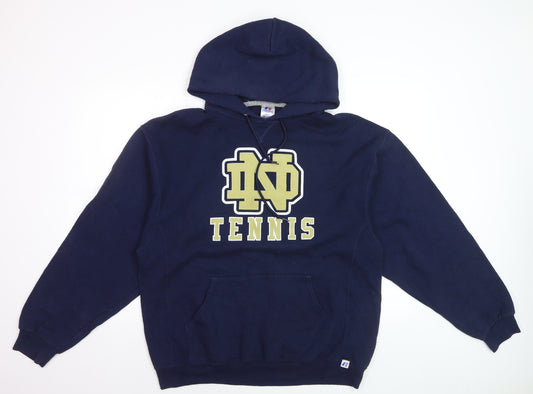 Russell Athletic Men's Blue Pullover Hoodie L Graphic Varsity Tennis