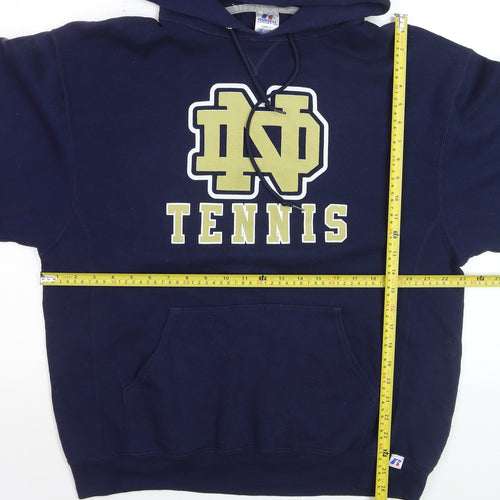 Russell Athletic Men's Blue Pullover Hoodie L Graphic Varsity Tennis