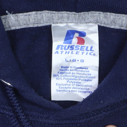 Russell Athletic Men's Blue Pullover Hoodie L Graphic Varsity Tennis