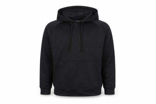 Front view of Champion Men’s Black Pullover Hoodie L Duo Dry Moisture Wicking