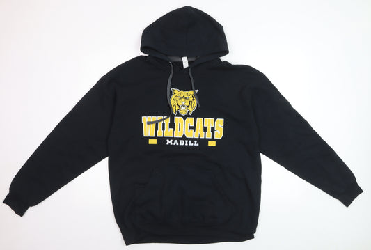 Fruit of the Loom Mens Black Pullover Hoodie L Wildcats Graphic