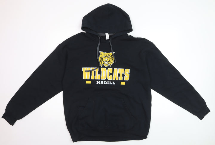 Fruit of the Loom Mens Black Pullover Hoodie L Wildcats Graphic
