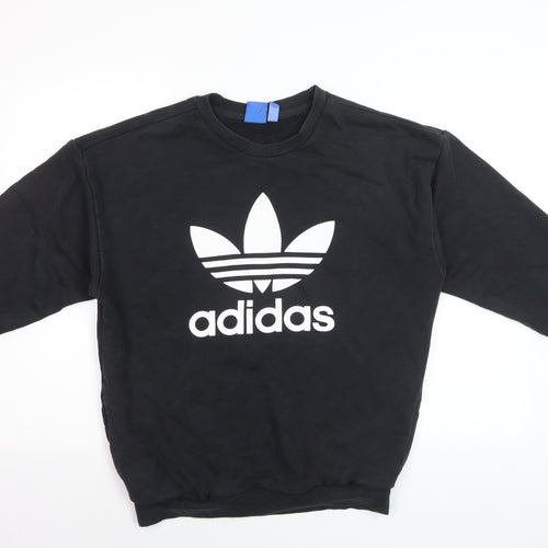 Adidas Mens Black Trefoil Logo Pullover Sweatshirt Size S