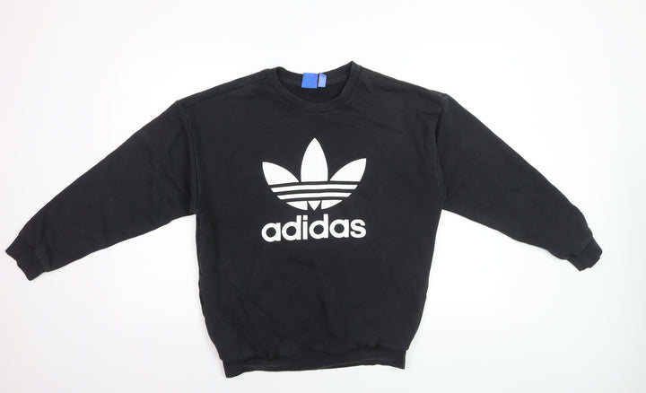 Adidas Mens Black Trefoil Logo Pullover Sweatshirt Size S