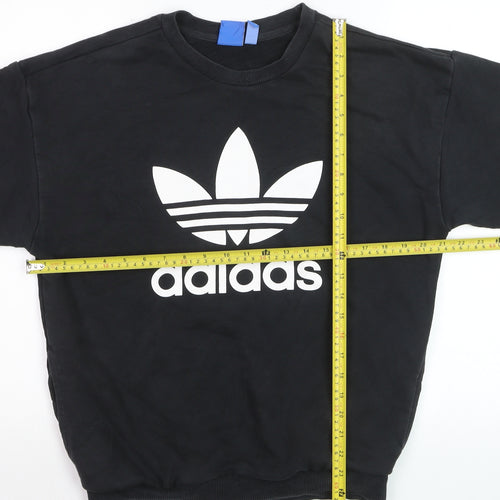 Adidas Mens Black Trefoil Logo Pullover Sweatshirt Size S