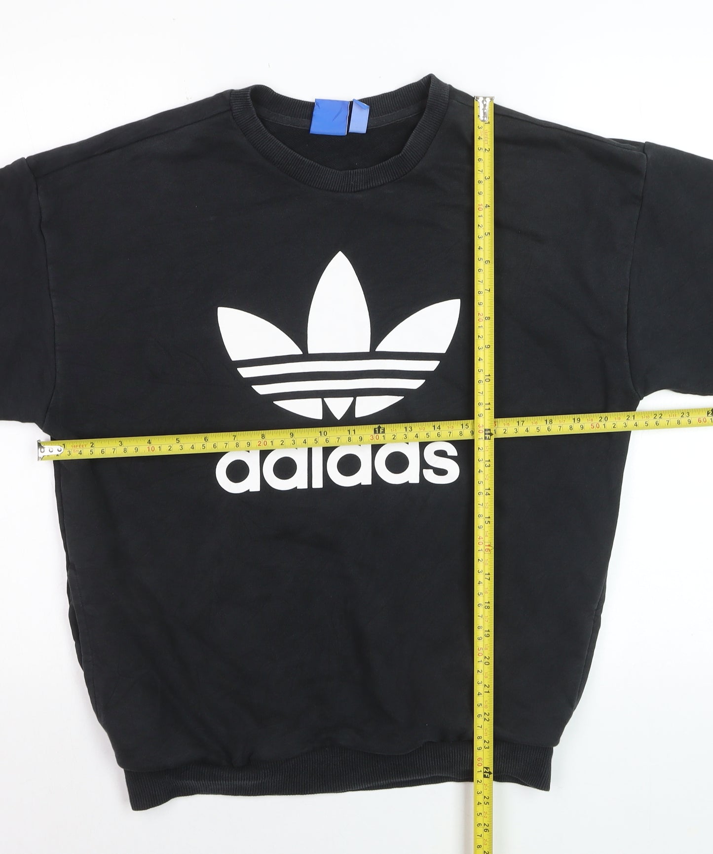 Adidas Mens Black Trefoil Logo Pullover Sweatshirt Size S