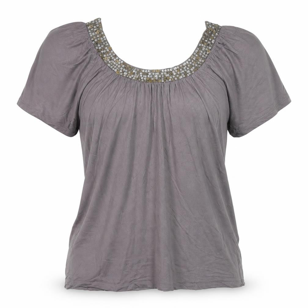 South Collection Women’s Brown Beaded Tunic Blouse UK 14