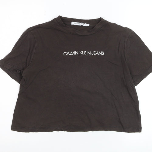 Calvin Klein Jeans Women's Black Cropped Cotton T-Shirt M