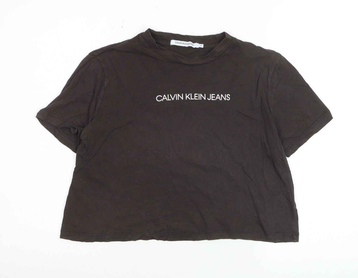 Calvin Klein Jeans Women's Black Cropped Cotton T-Shirt M