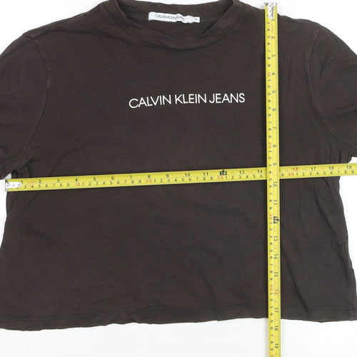 Calvin Klein Jeans Women's Black Cropped Cotton T-Shirt M