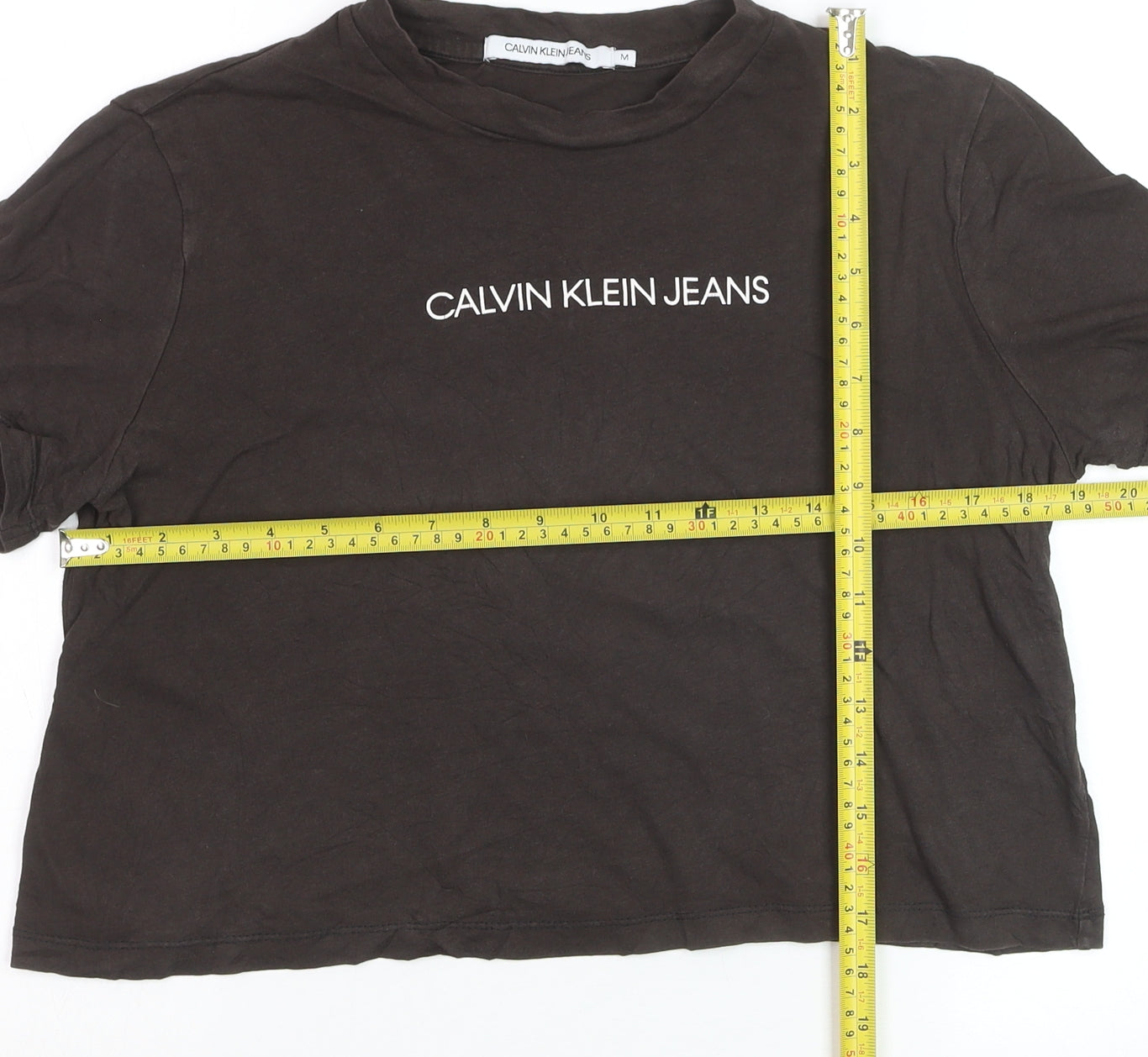 Calvin Klein Jeans Women's Black Cropped Cotton T-Shirt M