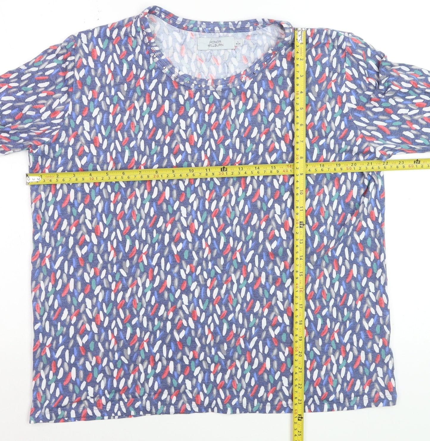 Honor Millburn Womens Multicoloured 3/4 Sleeve Jersey T-Shirt Size L