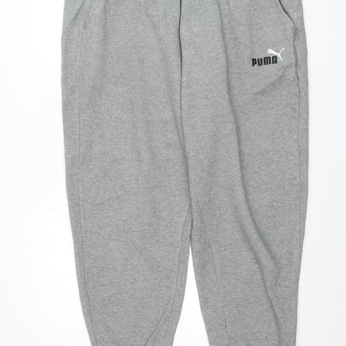 Puma Mens Grey XL Jogger Sweatpants Elastic Waist Cotton Blend