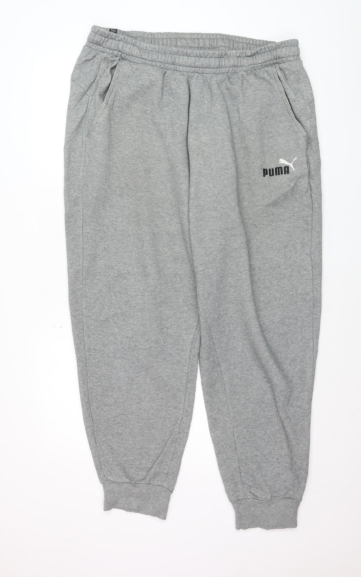Puma Mens Grey XL Jogger Sweatpants Elastic Waist Cotton Blend