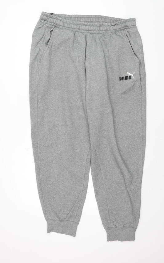 Puma Mens Grey XL Jogger Sweatpants Elastic Waist Cotton Blend
