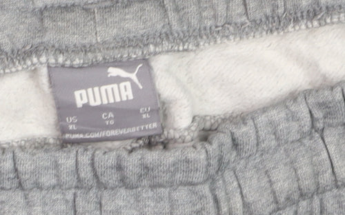Puma Mens Grey XL Jogger Sweatpants Elastic Waist Cotton Blend