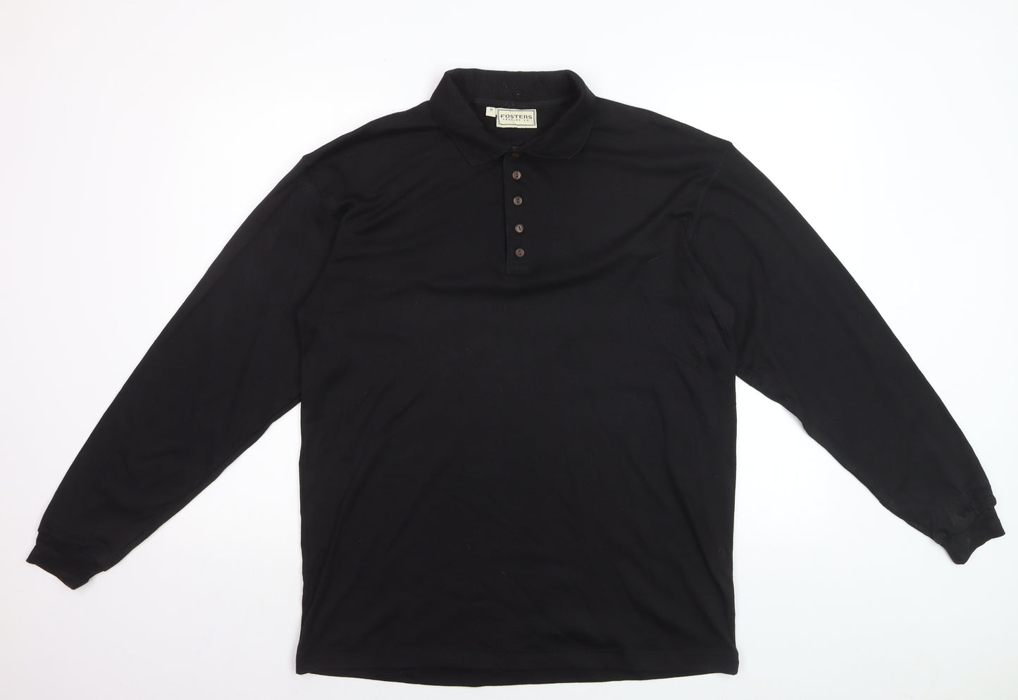 Fosters Trading Co. Men's Black Long Sleeve Polo Shirt Size M