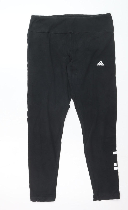 Adidas Womens Black L Leggings Sports Stretch Activewear Trousers